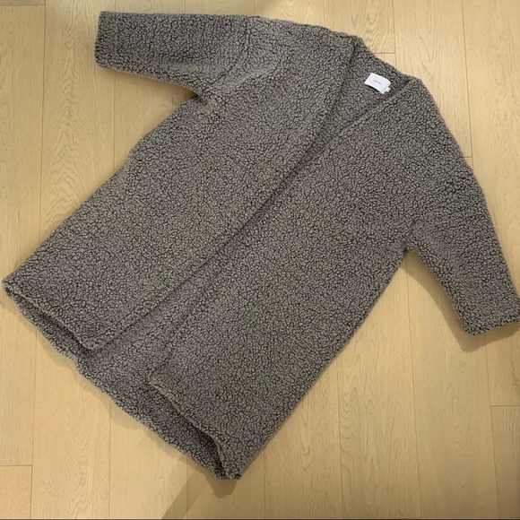 Priory Teddybear Coat in Faux Shearling Heather Grey Size S/M - Picture 6 of 7